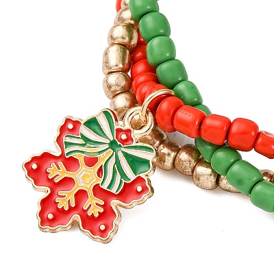 Christmas Alloy Enamel Charm Bracelets BJEW-JB12482-01-1