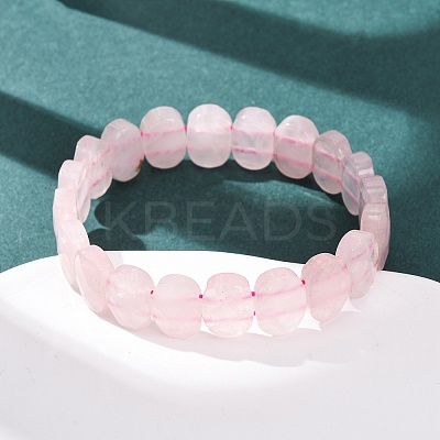 Natural Rose Quartz Faceted Beaded Stretch Bracelets for Women BJEW-K251-07R-1