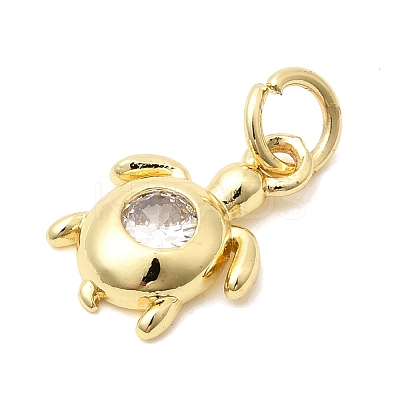 Brass Pave Clear Cubic Zirconia Pendants KK-G554-08D-G-1