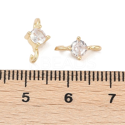 Brass Clear Cubic Zirconia Connector Charms LS-KK-Z094-10G-1