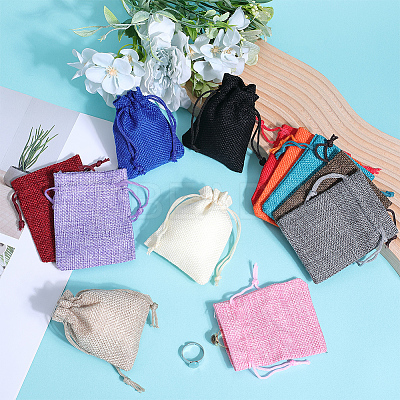 24Pcs 12 Colors Burlap Packing Pouches Drawstring Bags ABAG-BBC0001-09-1