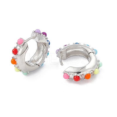 Colorful Resin Beaded Hoop Earrings EJEW-P215-04P-1