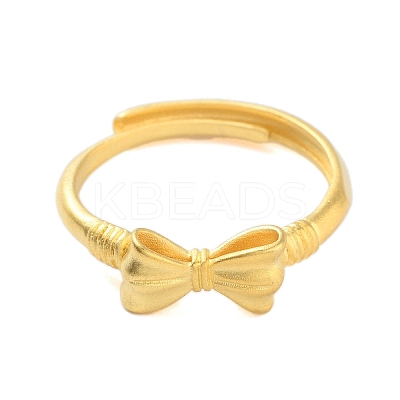 Bowknot Brass Adjustable Rings for Women RJEW-L120-016G-02-1
