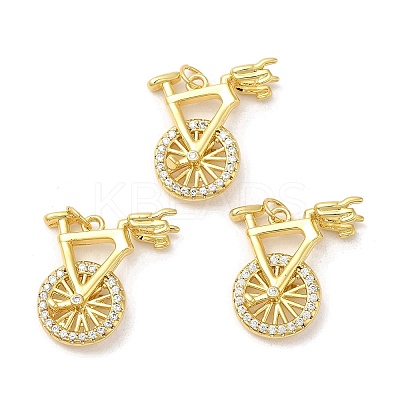 Rack Plating Brass Micro Pave Cubic Zirconia Pendants KK-C030-14G-1