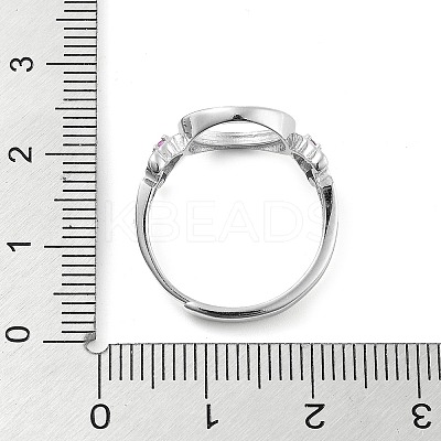 Flat Round Adjustable 925 Sterling Silver Ring Components STER-G042-01P-1