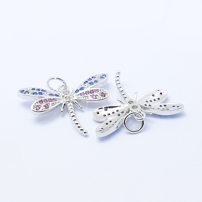 Brass Micro Pave Cubic Zirconia Pendants KK-P133-02P-NR-1