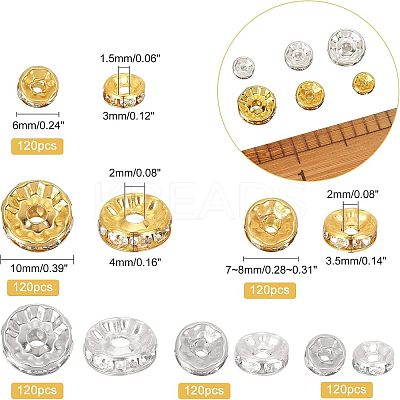 720Pcs 3 Style 2 Colors Iron Rhinestone Spacer Beads IFIN-NB0001-39-1