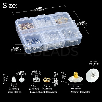 328Pcs 5 Style Brass & Plastic & 304 Stainless Steel Ear Nuts FIND-FS0001-86-1