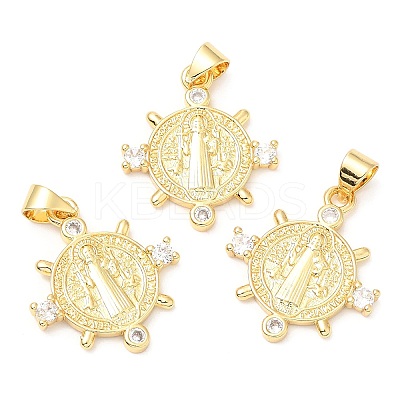 Rack Plating Brass Micro Pave Cubic Zirconia Pendants KK-A185-05G-1