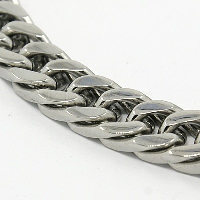 Tarnish Resistant 201 Stainless Steel Cuban Link Chain Necklaces NJEW-F039-23-1