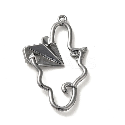 Glass Paper Plane Pendant PALLOY-K001-075B-01-1