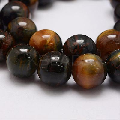 Natural Yellow Blue Tiger Eye(Dyed & Heated) Bead Strands G-P230-07-12mm-1