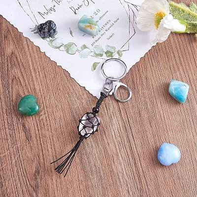 4Pcs  Macrame Fringe Braided Keychain AJEW-SW00014-05-1