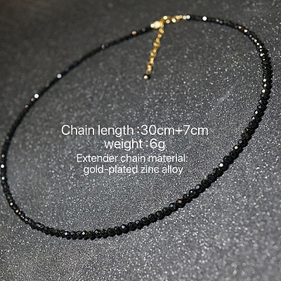 Glass Faceted Rondelle Beaded Choker Necklaces with Zinc Alloy End Chains BU2410-1-1