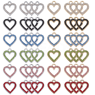 48Pcs 12 Colors Alloy Rhinestone Pendants FIND-GA0007-09-1