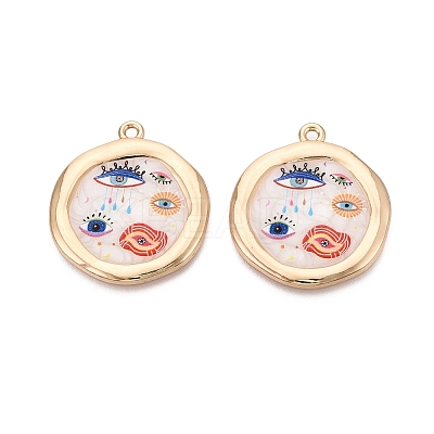 Printed Alloy Enamel Pendants ENAM-N071-10G-01-1
