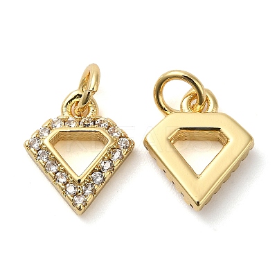 Brass Micro Pave Cubic Zirconia Pendants KK-E048-08G-1