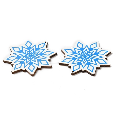 Single Face Christmas Printed Wood Big Pendants WOOD-D025-11-1