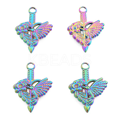 Rack Plating 201 Stainless Steel Pendant Rhinestone Settings STAS-N098-245M-1