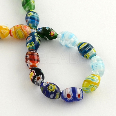 Oval Handmade Millefiori Glass Beads Strands X-LK-R004-84-1