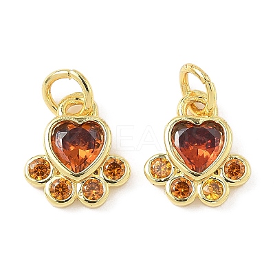 Brass Pave Cubic Zirconia Paw Print Charms KK-I355-17G-01-1