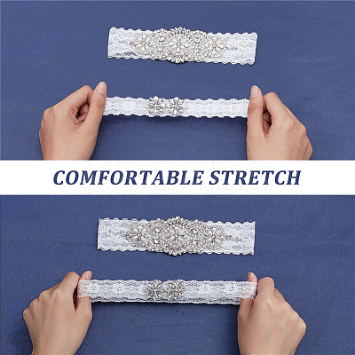 Lace Elastic Bridal Garters AJEW-WH0258-222-1