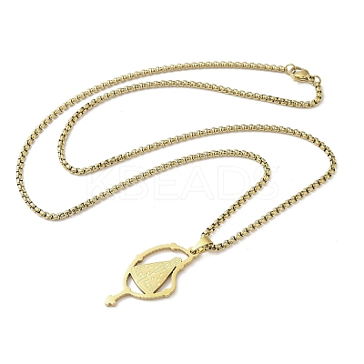 201 Stainless Steel Nossa Senhora Aparecida Virgin Pendant Box Chain Necklaces NJEW-H055-07G-1