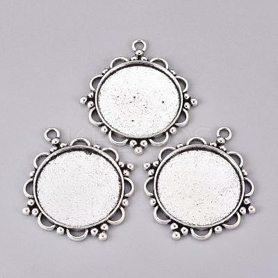 Tibetan Style Zinc Alloy Pendant Cabochon Settings TIBEP-M003-25AS-RS-1