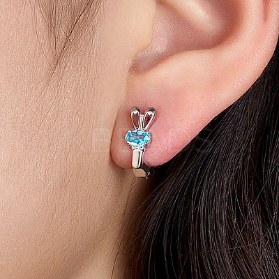 Anti-Tarnish Rhodium Plated 925 Sterling Silver Micro Pave Cubic Zirconia Hoop Earrings SA3308-2-1