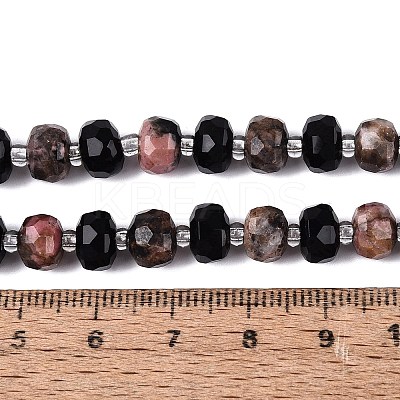 Natural Obsidian & Rhodonite Beads Strands G-Q614-03A-03-1