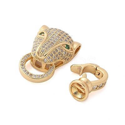 Brass Micro Pave Cubic Zirconia Fold Over Clasps KK-L289-001G-1
