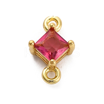 Brass Cubic Zirconia Rhombus Connector Charms LS-KK-F894-12G-03-1