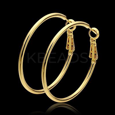 Women Big Earrings Real 18K Gold Plated Eco-Friendly Tin Alloy Big Hoop Earrings EJEW-BB09627-G-1