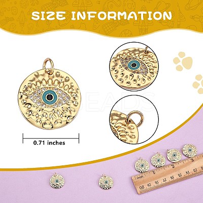 6Pcs Brass Micro Pave Clear Cubic Zirconia Pendants ZIRC-SZ0001-74-1