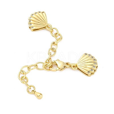 Cross Brass Micro Pave Cubic Zirconia Chain Extender KK-Z084-05G-1