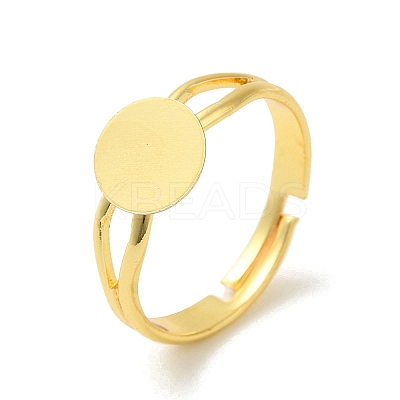 Rack Plating Adjustable Brass Plain Pad Ring Settings KK-K277-02G-1