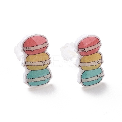 Colorful Acrylic Imitation Food Stud Earrings with Platic Pins for Women EJEW-F293-02A-1