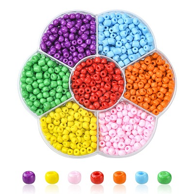 1050Pcs 7 Color 6/0 Opaque Colours Glass Seed Beads SEED-CJ0001-19-1