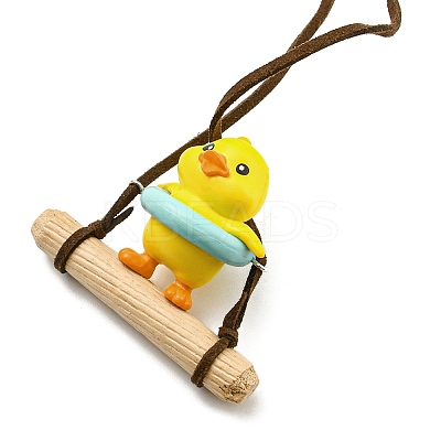 Cute Plastic Swinging Swimming Ring Duck Pendant Decorations HJEW-A009-01D-1