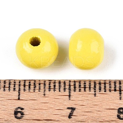 Spray Painted Round Natural Schima Wood Beads WOOD-A018-8mm-04-1
