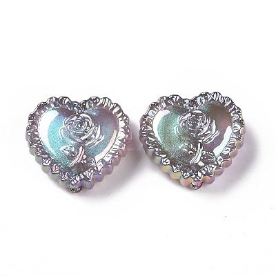 UV Plating Rainbow Iridescent Acrylic Beads OACR-E007-03-1