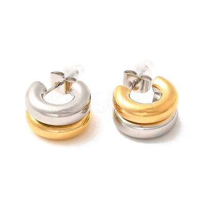 304 Stainless Steel Two Tone Stud Earrings EJEW-F355-05GP-05-1