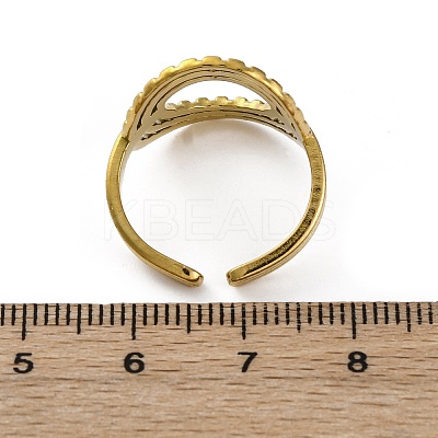 Oval 304 Stainless Steel Open Cuff Rings for Women RJEW-F174-05G-1