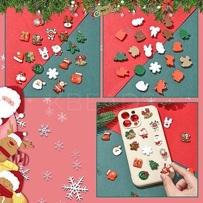 40Pcs 20 Styles Christmas Opaque Resin Decoden Cabochons RESI-YW0001-83-1