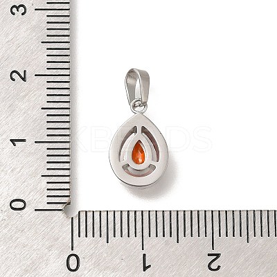 304 Stainless Steel Micro Pave Cubic Zirconia Pendants STAS-H228-03P-07-1