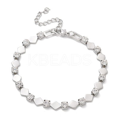 304 Stainless Steel Rhinestone Cup Chain Bracelets for Women BJEW-F488-26G-P-1