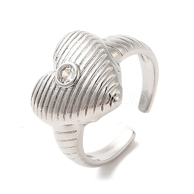 Brass Micro Pave Cubic Zirconia Solitaire Ring RJEW-P098-19P-1