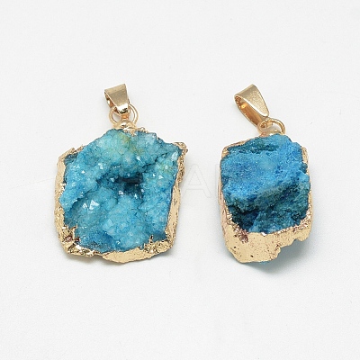 Natural Druzy Agate Pendants G-Q494-76A-1