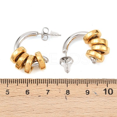 304 Stainless Steel Two Tone C-Shaped Stud Earrings EJEW-K268-78GP-1