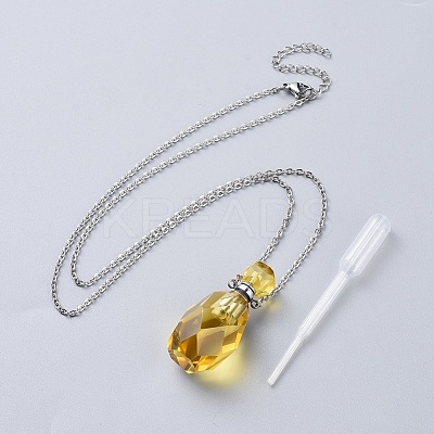 Natural Gemstone Perfume Bottle Pendant Necklaces NJEW-F251-11P-1